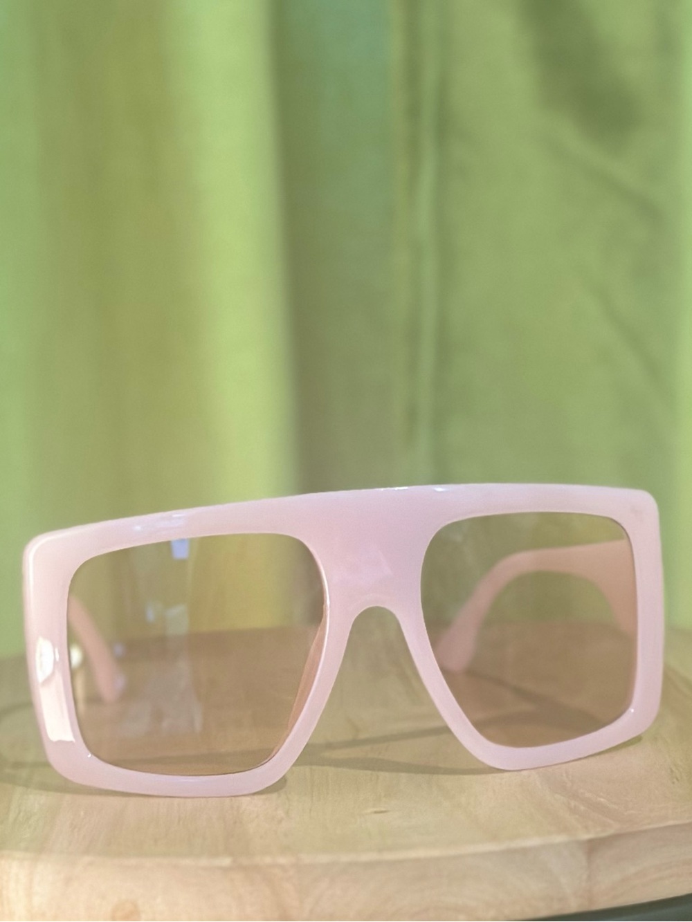 Chunky Oversized Rectangular Sunglasses in Pale Pink